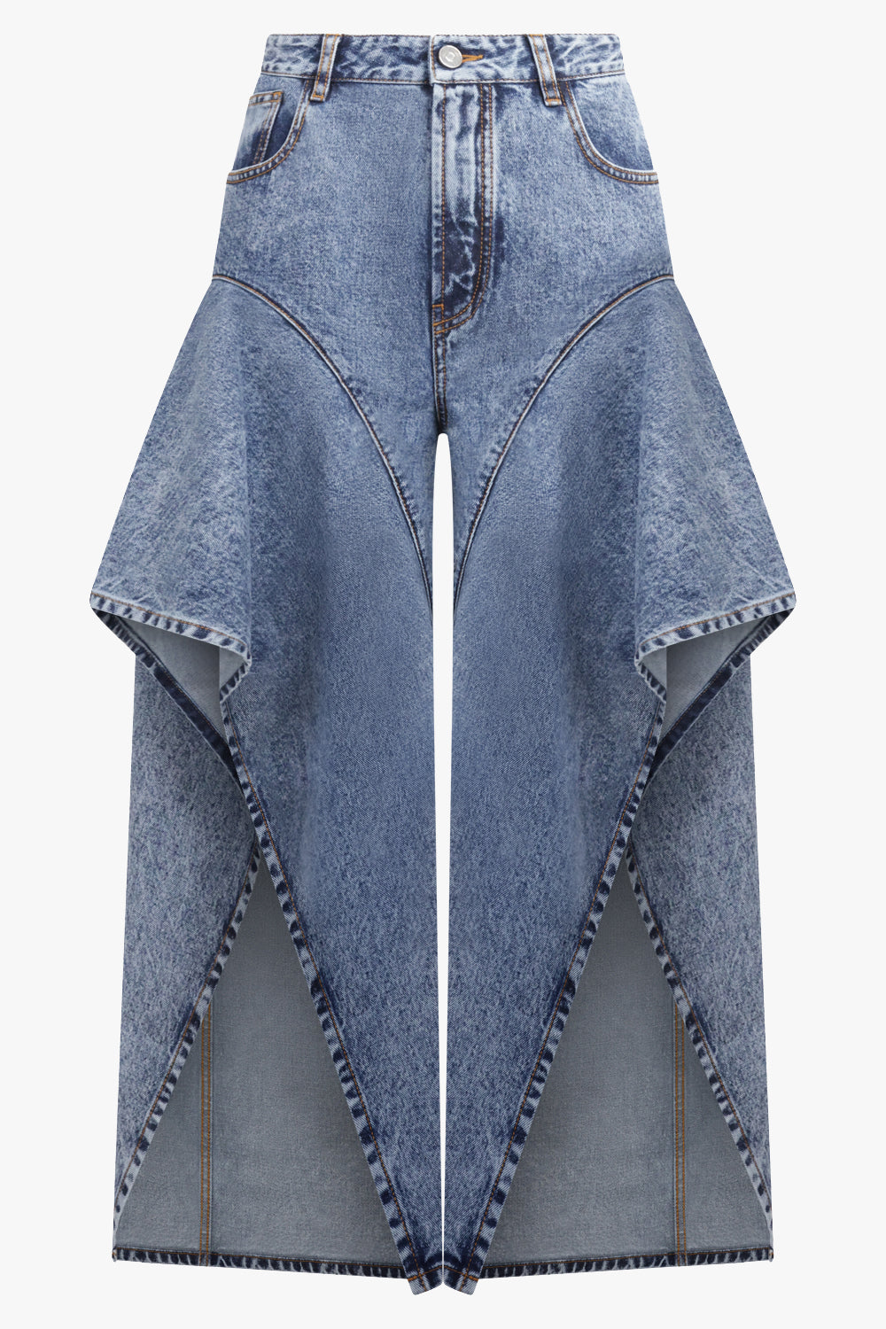 Denim Raffle Design Ruffle Layer Denim Jean | White – Parlour X