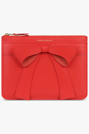 COMME DES GARCONS WALLETS ACCESSORIES RED / Red Big Bow Large Zip Pouch | Red