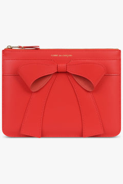 COMME DES GARCONS WALLETS ACCESSORIES RED / Red Big Bow Large Zip Pouch | Red
