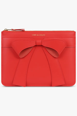 COMME DES GARCONS WALLETS ACCESSORIES RED / Red Big Bow Large Zip Pouch | Red