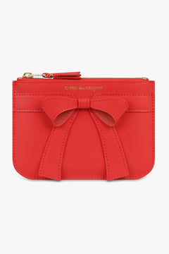 COMME DES GARCONS WALLETS ACCESSORIES RED / Red Big Bow Small Zip Pouch | Red