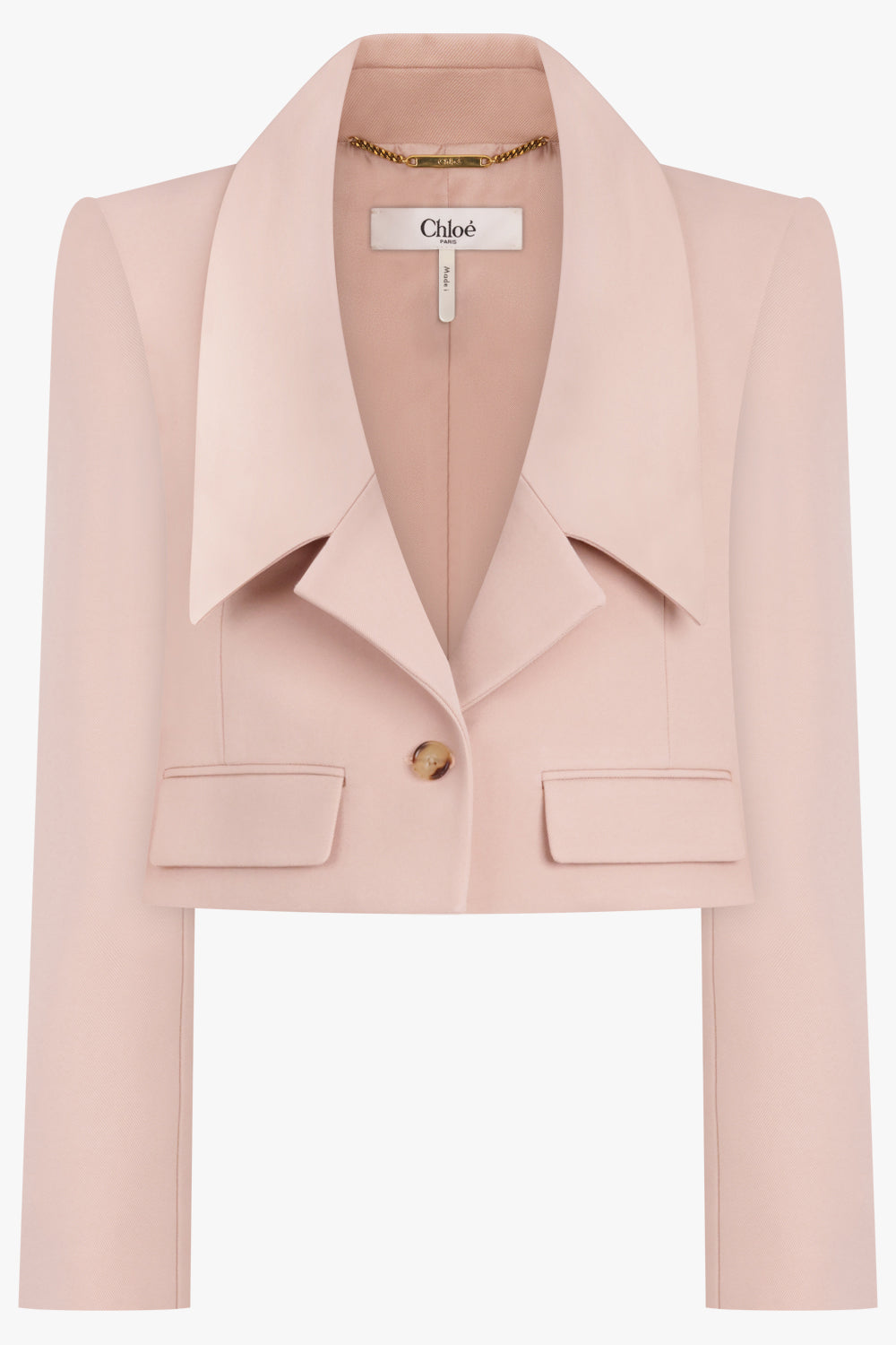 CHLOE RTW Front Collar Detail Crop Jacket | Clay Pink