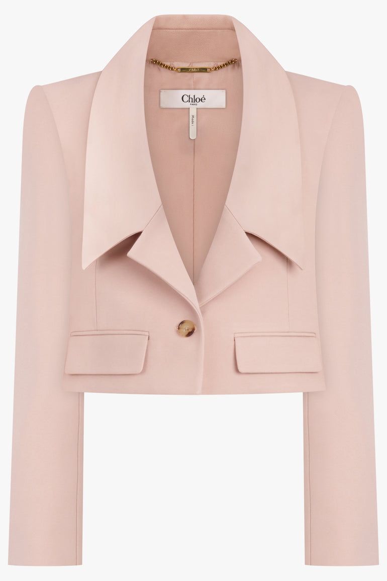 CHLOE RTW Front Collar Detail Crop Jacket | Clay Pink