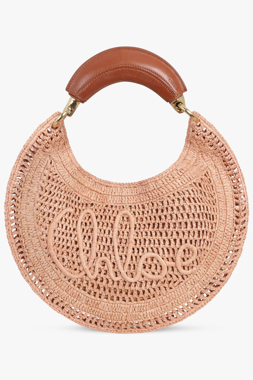 CHLOE BAGS PINK / Summery Beige Summer Banana Raffia Shoulder Bag | Summery Beige