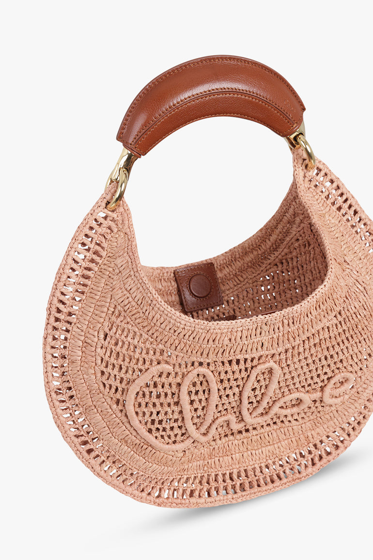 CHLOE BAGS PINK / Summery Beige Summer Banana Raffia Shoulder Bag | Summery Beige