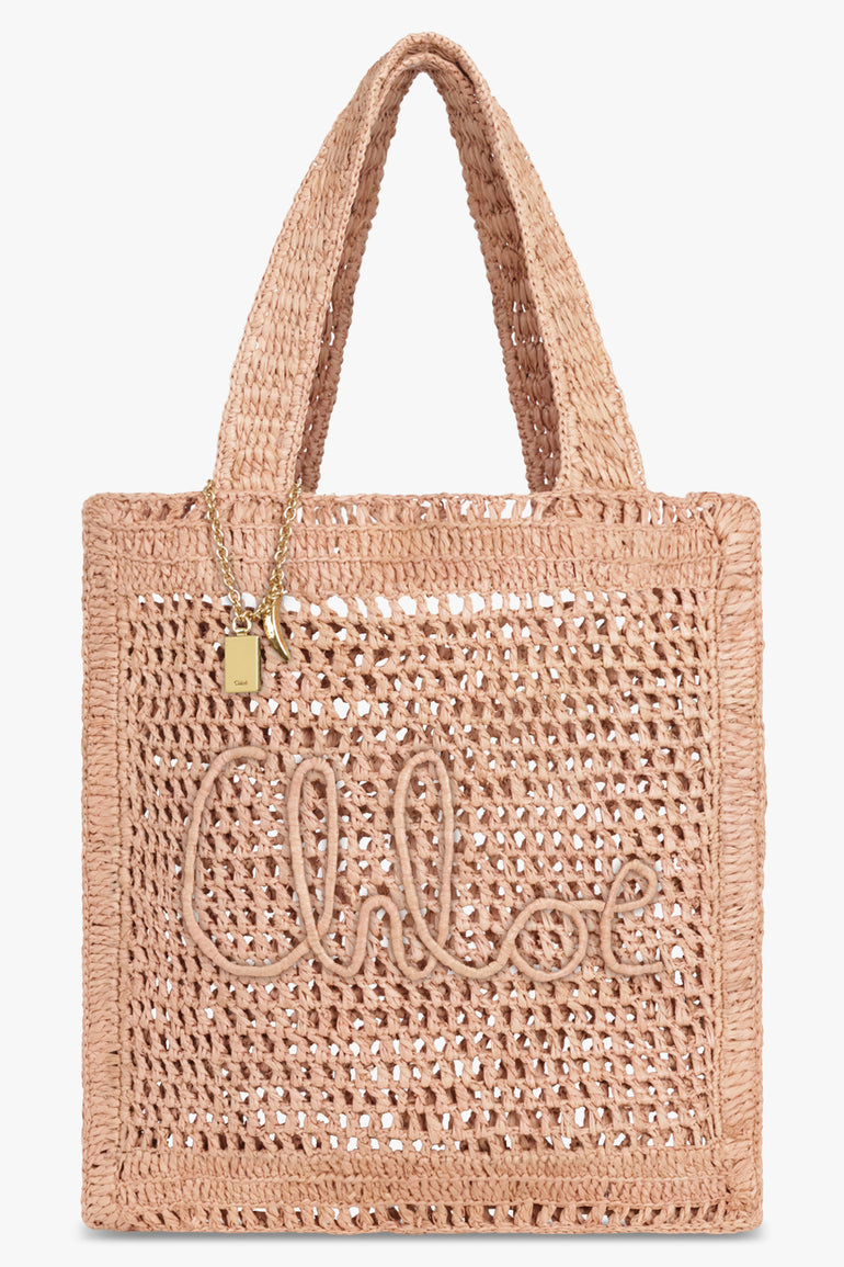 CHLOE BAGS PINK / Summery Beige Summer Banana Raffia Tote Bag | Summery Beige