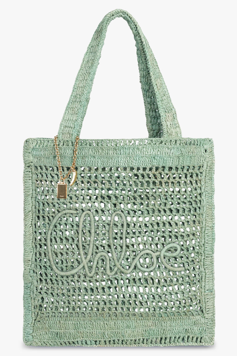 CHLOE BAGS GREEN / Tea Leaf Green Summer Banana Raffia Tote Bag | Tea Leaf Green