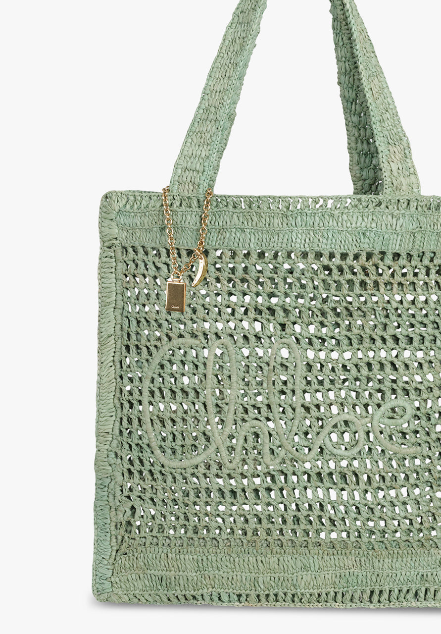 CHLOE BAGS GREEN / Tea Leaf Green Summer Banana Raffia Tote Bag | Tea Leaf Green