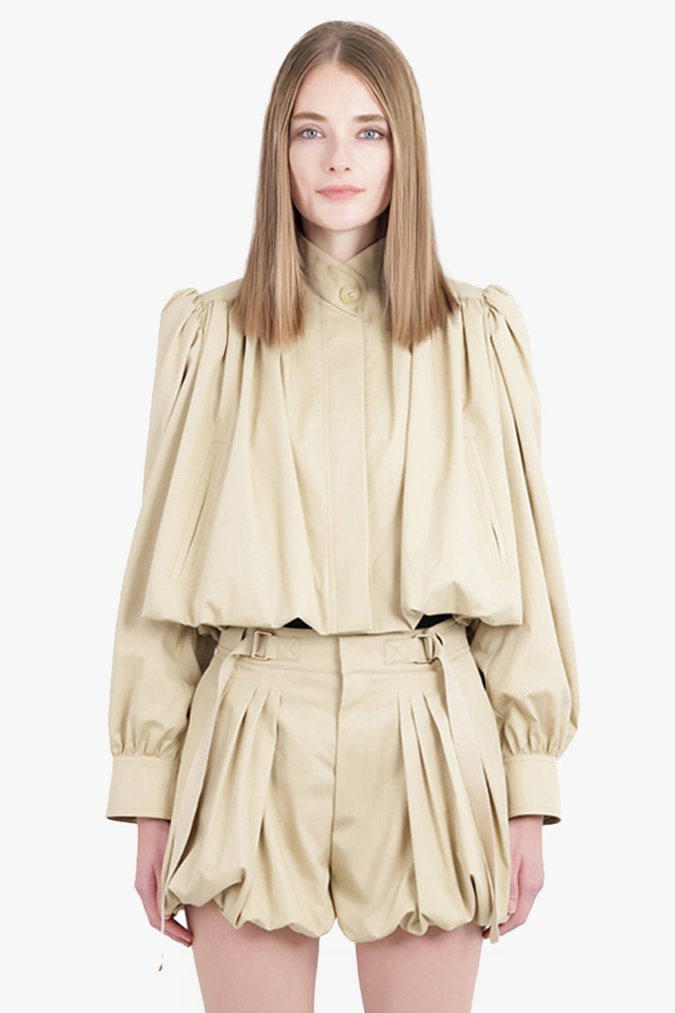 CHLOE RTW Crop Pleat L/S Jacket | Smoky Beige