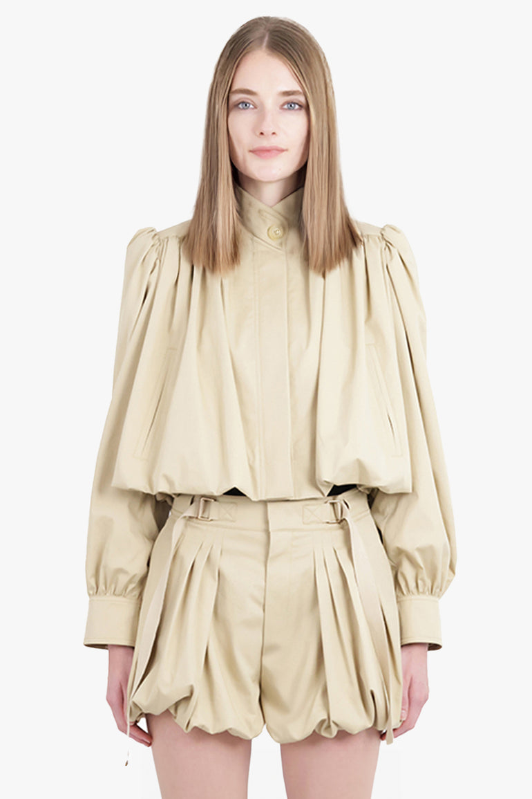 CHLOE RTW Crop Pleat L/S Jacket | Smoky Beige