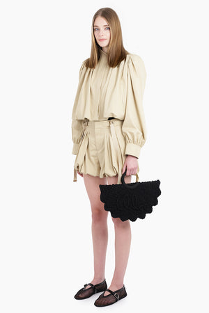 CHLOE RTW Crop Pleat L/S Jacket | Smoky Beige