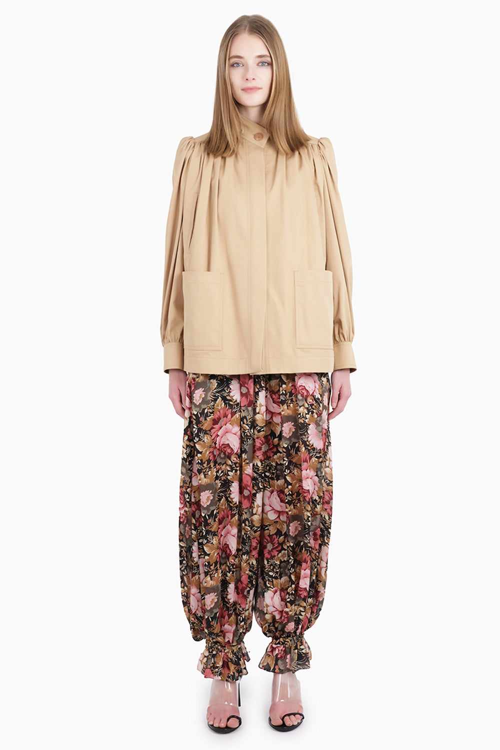 CHLOE RTW Balloon Sleeve High Neck Jacket | Soft Tan