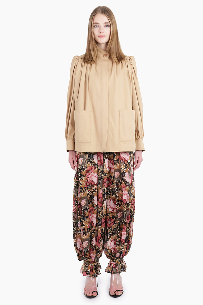 CHLOE RTW Balloon Sleeve High Neck Jacket | Soft Tan