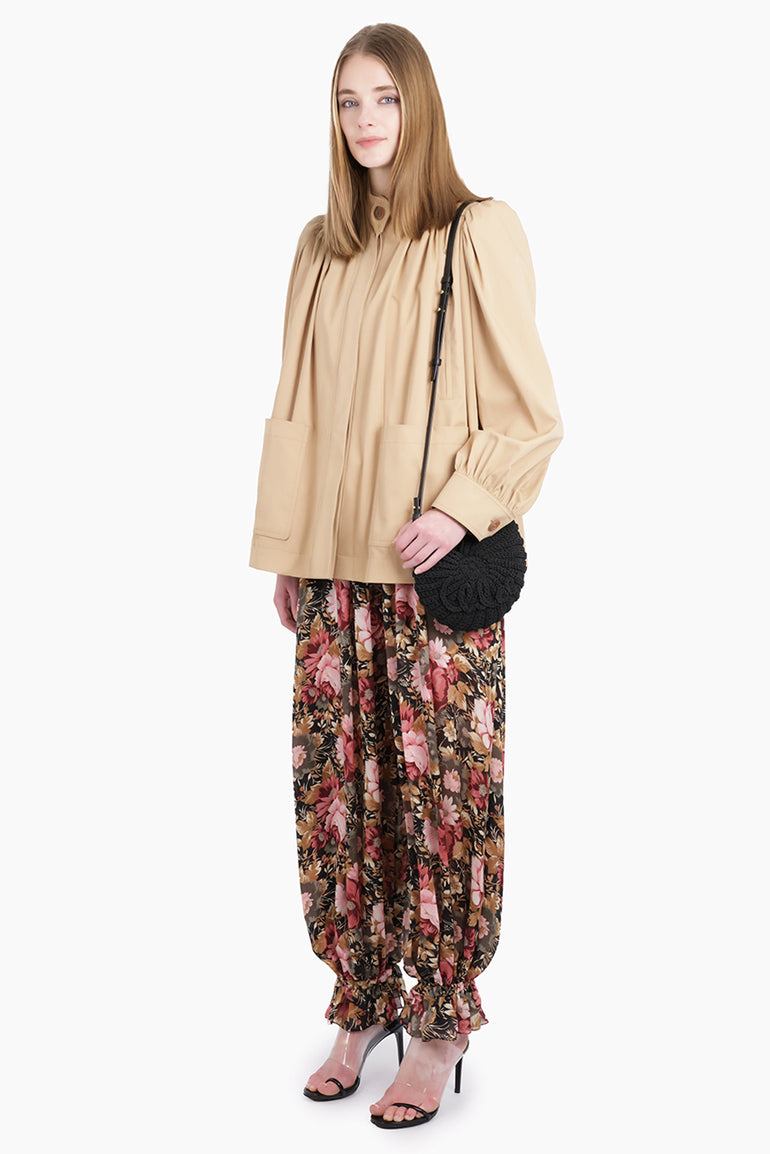 CHLOE RTW Balloon Sleeve High Neck Jacket | Soft Tan