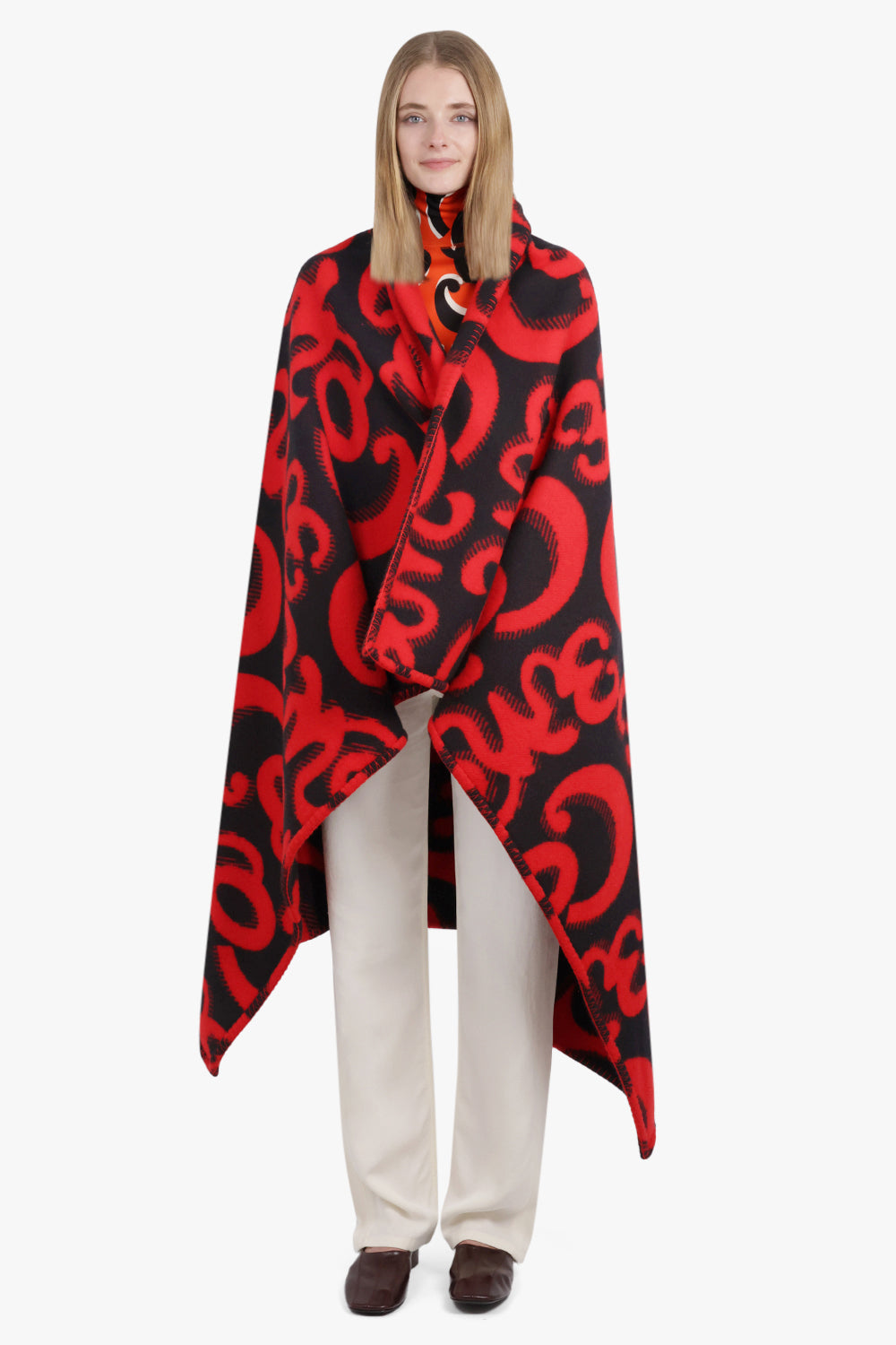 PHOEBE PHILO RTW PATTERN / Red/Black Come Print Blanket Scarf | Red/Black