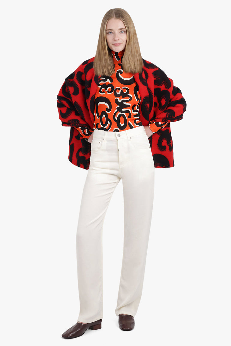 PHOEBE PHILO RTW PATTERN / Red/Black Come Print Blanket Scarf | Red/Black