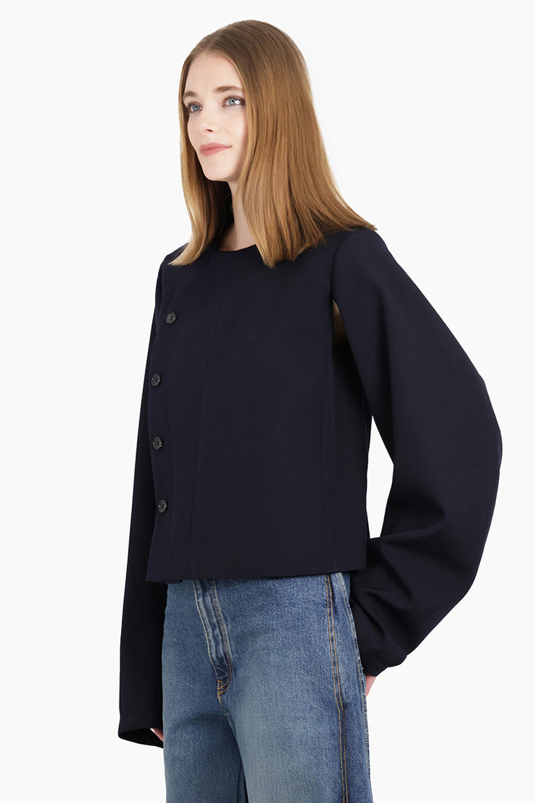 COMME DES GARCONS RTW Asymmetric Button L/S Jacket | Navy