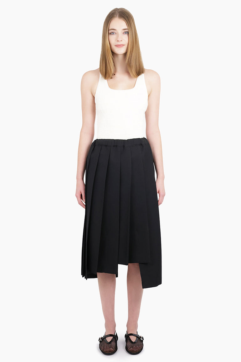 COMME DES GARCONS RTW Pleat Asymmetric Midi Skirt | Black