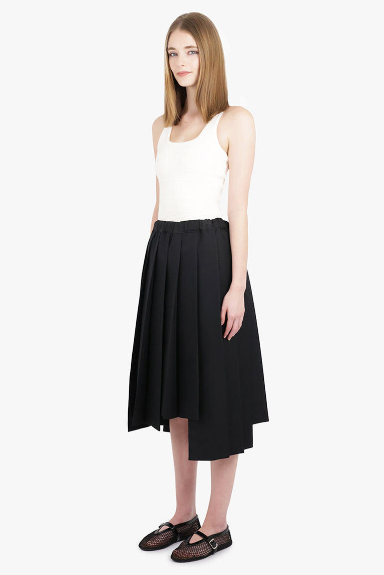 COMME DES GARCONS RTW Pleat Asymmetric Midi Skirt | Black