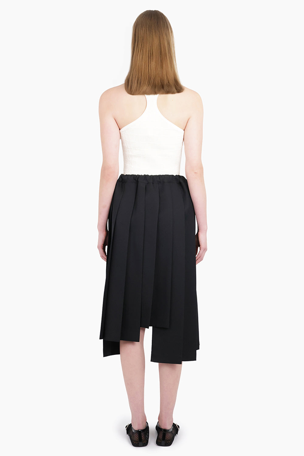 COMME DES GARCONS RTW Pleat Asymmetric Midi Skirt | Black