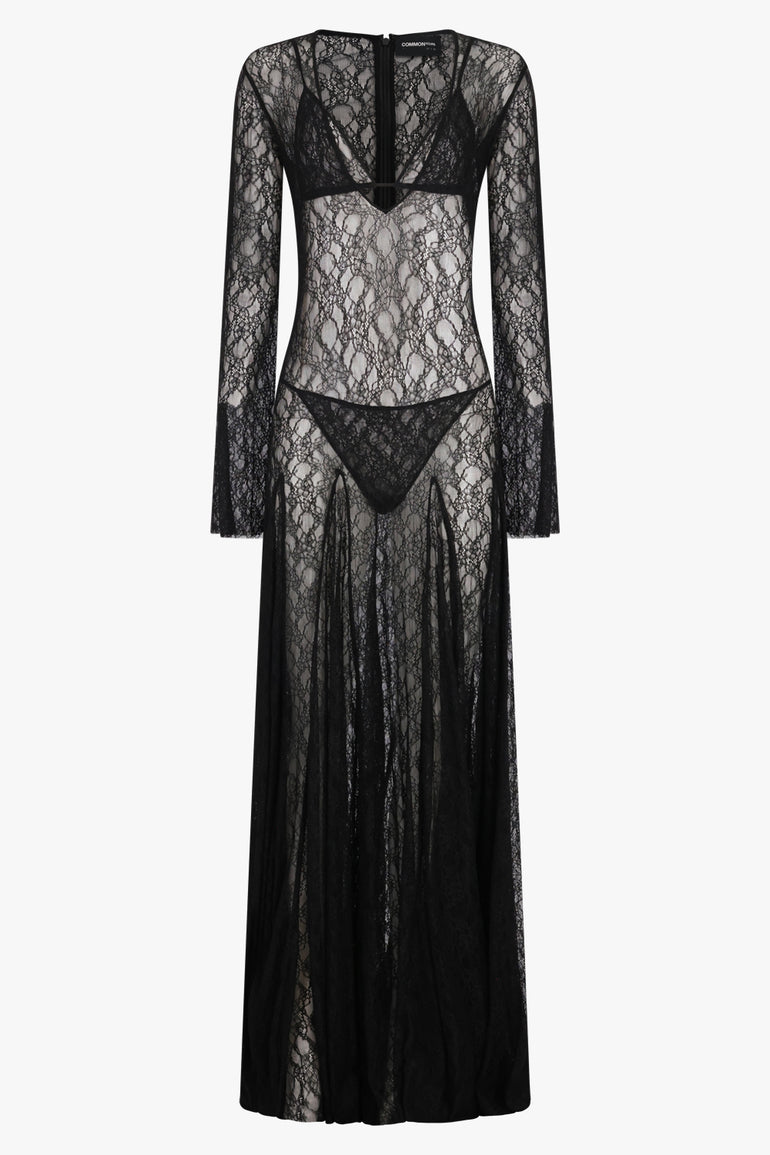 Cold Type Sheer L/S Lace Maxi Dress With Underwear | Black Parlour X Cold Type Sheer L/S Lace Maxi Dress With Underwear | Black Parlour X