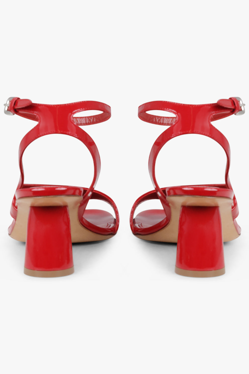 DRIES VAN NOTEN SHOES Ankle Wrap Cut Out Patent Curved 75mm Heel | Red