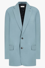 DRIES VAN NOTEN RTW Blunt Single Breasted Relaxed Jacket | Turquoise