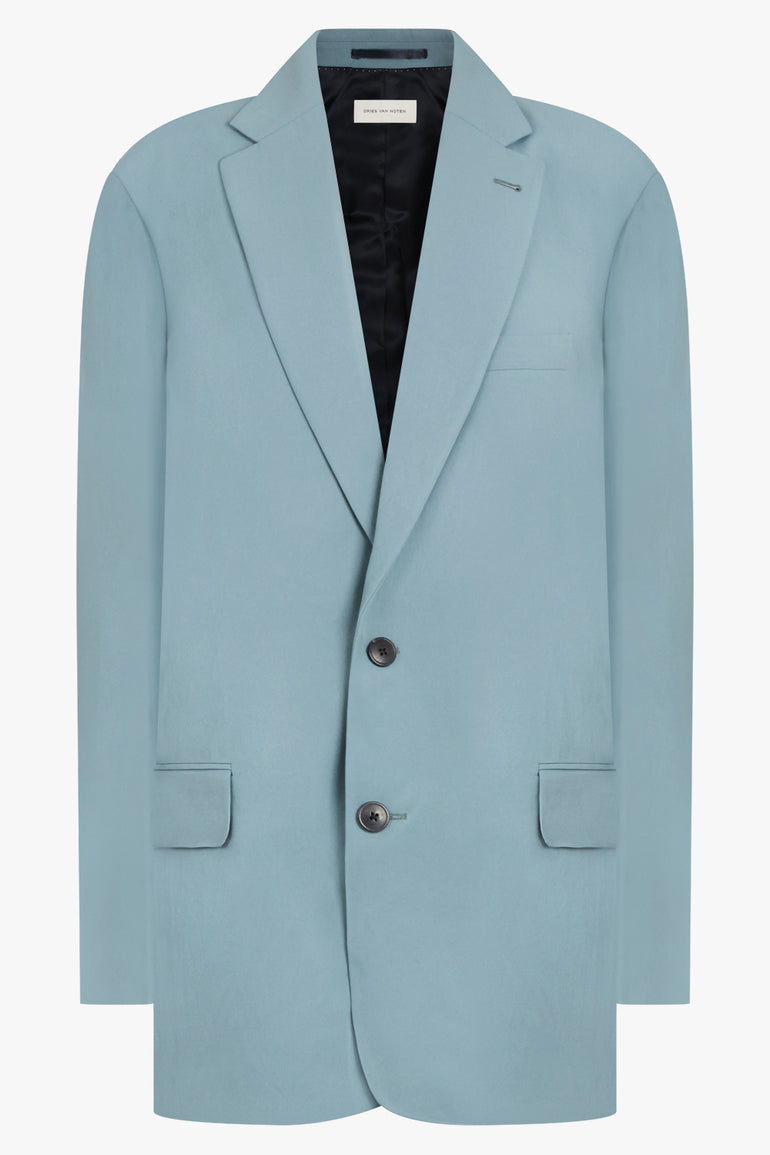 DRIES VAN NOTEN RTW Blunt Single Breasted Relaxed Jacket | Turquoise