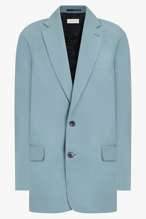 DRIES VAN NOTEN RTW Blunt Single Breasted Relaxed Jacket | Turquoise