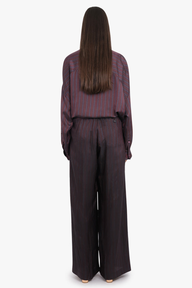 DRIES VAN NOTEN RTW Camiel Stripe L/S Wrap Blouse | Burgundy