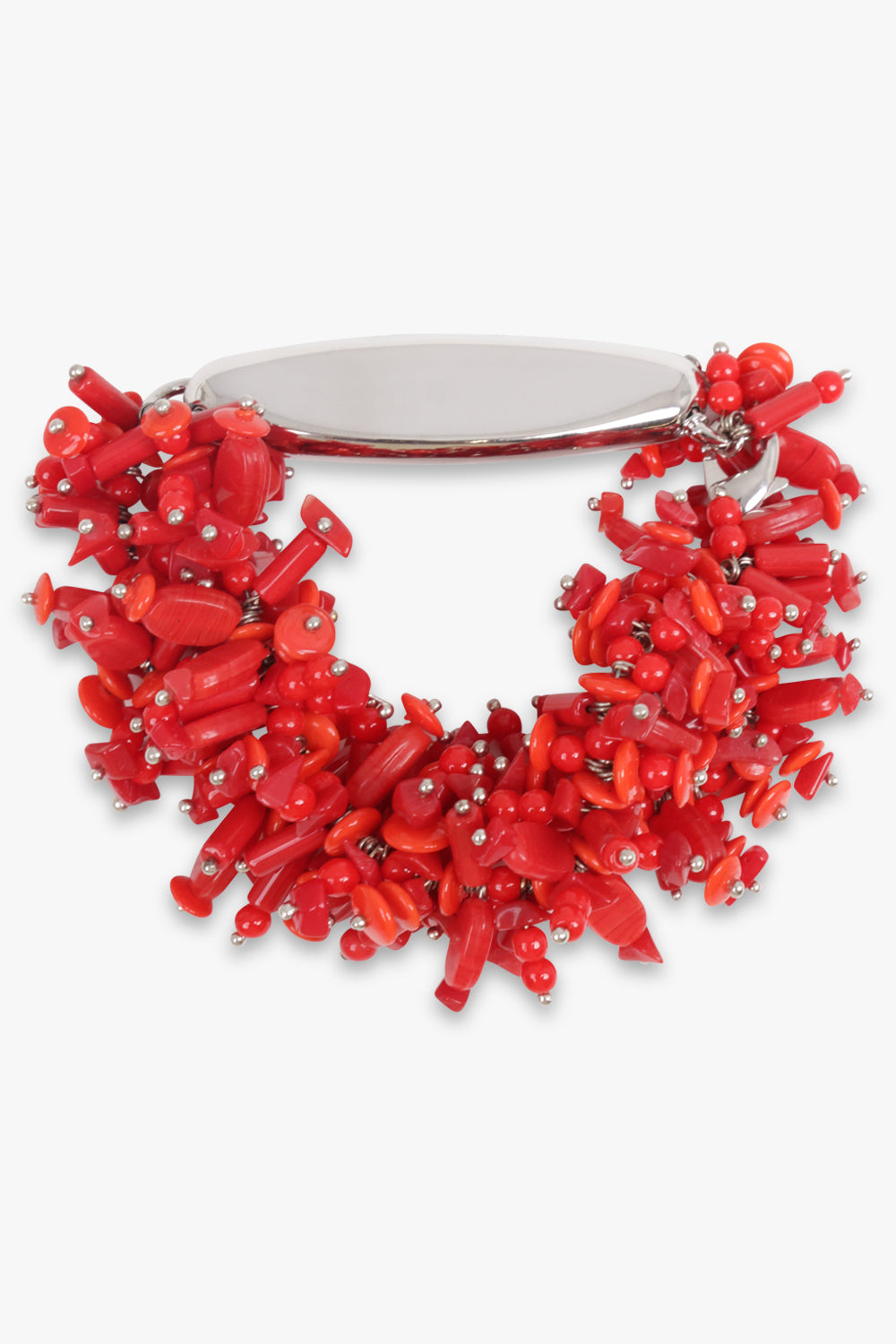 DRIES VAN NOTEN JEWELLERY RED / Ruby/Silver Embroidered Cuff Bracelet | Red/Silver