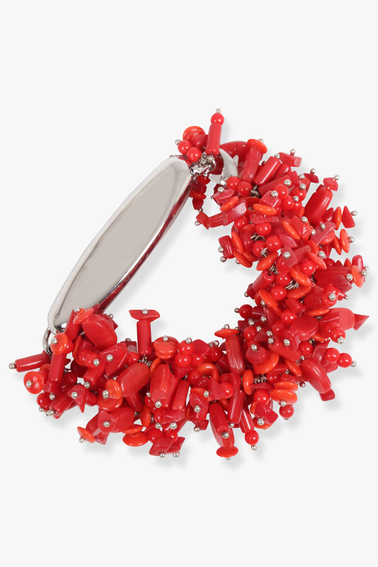 DRIES VAN NOTEN JEWELLERY RED / Ruby/Silver Embroidered Cuff Bracelet | Red/Silver