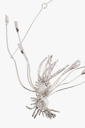 DRIES VAN NOTEN JEWELLERY SILVER / Silver Floral Detail 3D Necklace | Silver
