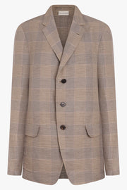 DRIES VAN NOTEN RTW Bilbo Single Breasted Check Print Jacket | Mustard