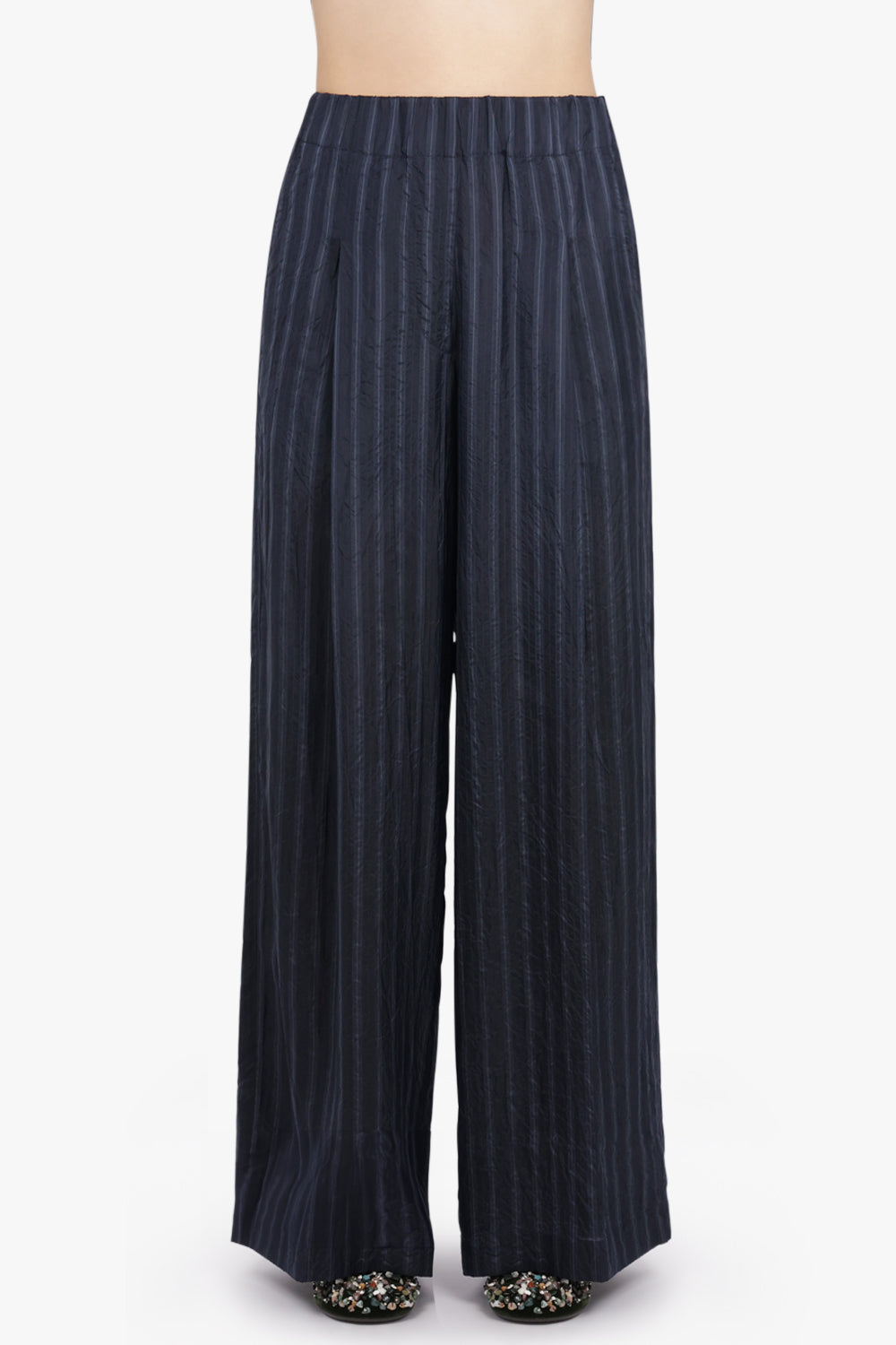 DRIES VAN NOTEN RTW Pila Stripe Wide Leg Pant | Navy