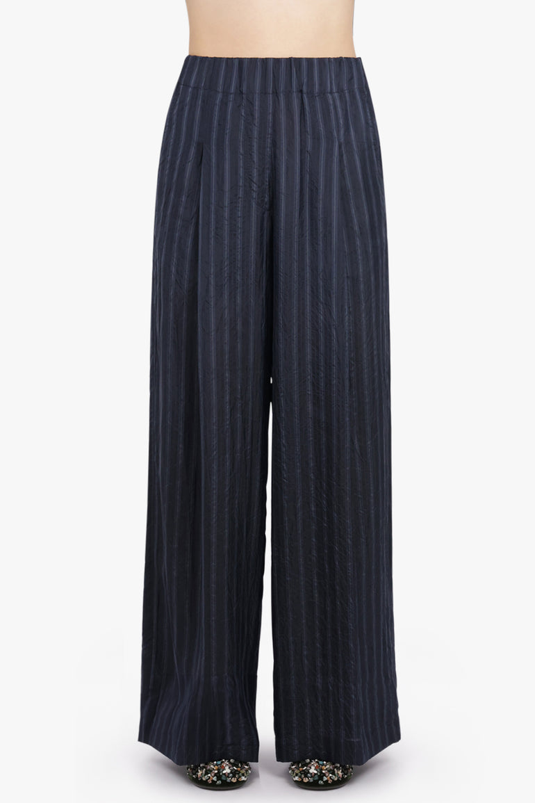 DRIES VAN NOTEN RTW Pila Stripe Wide Leg Pant | Navy