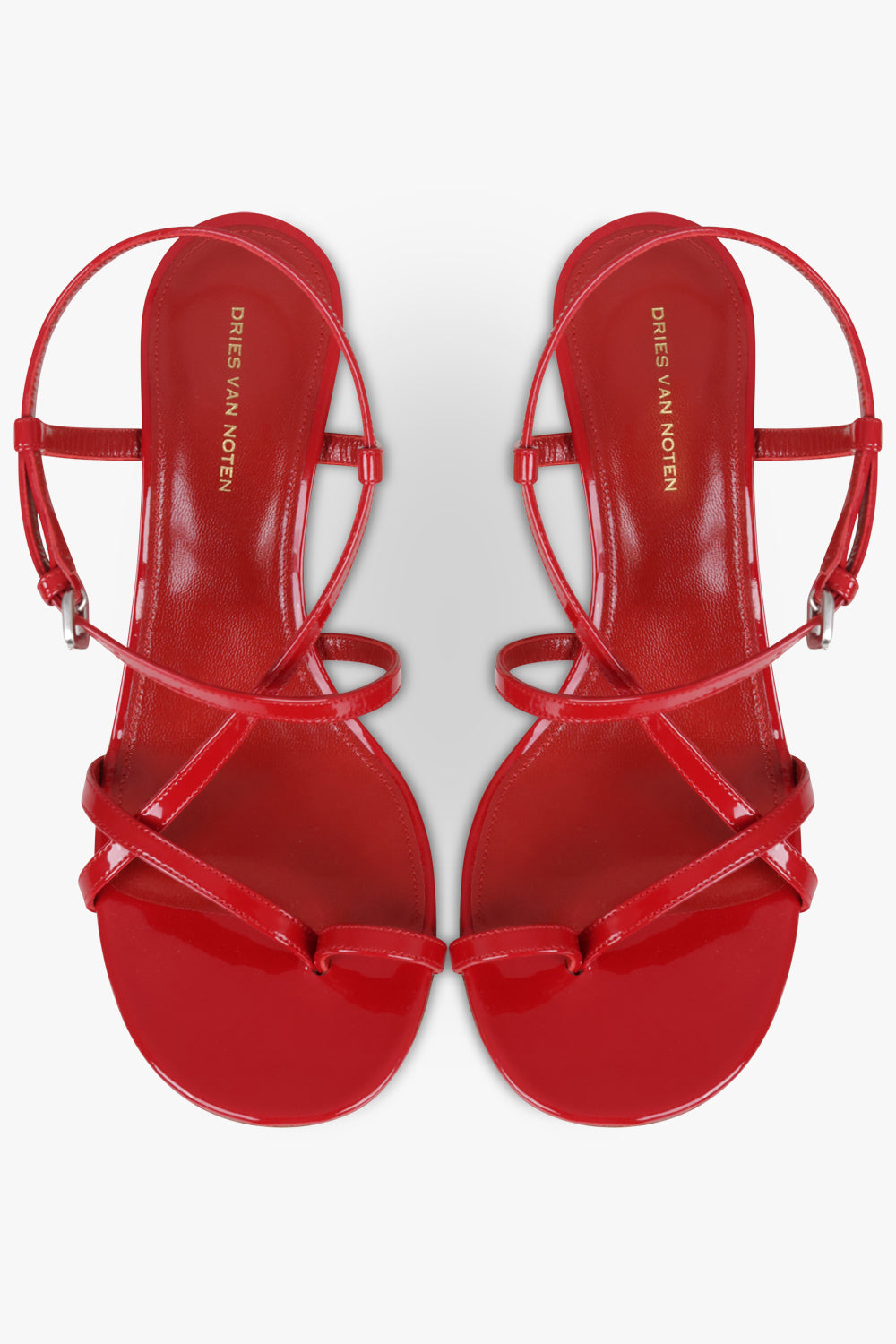 DRIES VAN NOTEN SHOES Sculptural Wedge 75mm Patent Sandal | Red/Gold