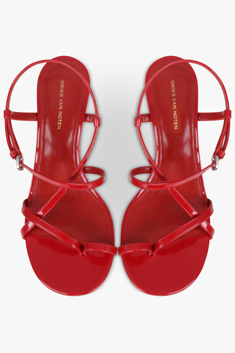 DRIES VAN NOTEN SHOES Sculptural Wedge 75mm Patent Sandal | Red/Gold