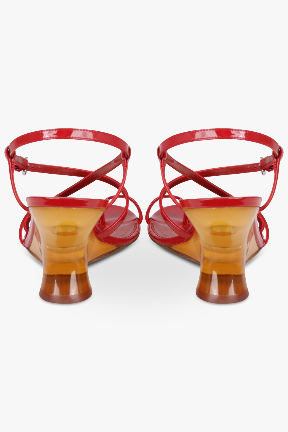 DRIES VAN NOTEN SHOES Sculptural Wedge 75mm Patent Sandal | Red/Gold