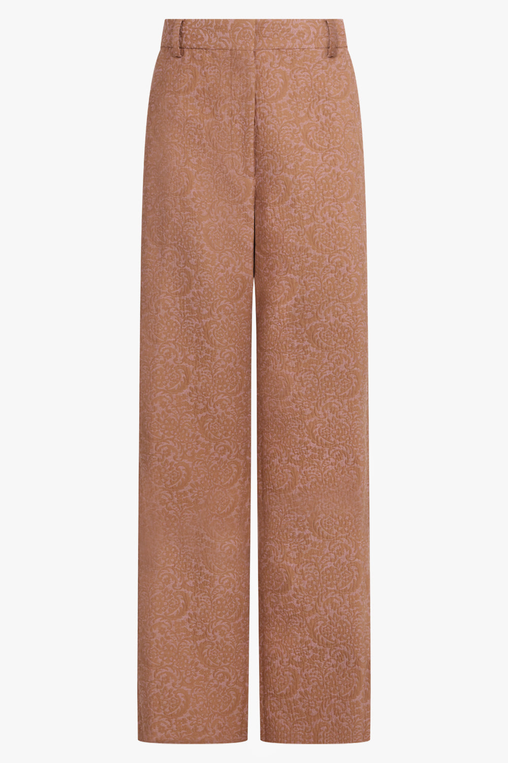 DRIES VAN NOTEN RTW Paxy Tapestry Floral Jacquard Straight Pant | Peach/Brown
