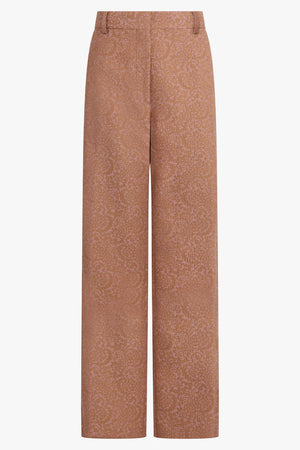 DRIES VAN NOTEN RTW Paxy Tapestry Floral Jacquard Straight Pant | Peach/Brown