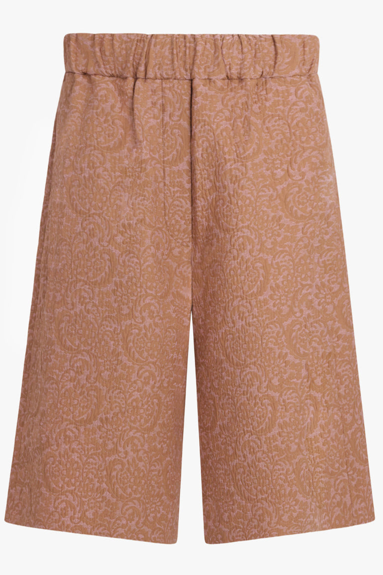 DRIES VAN NOTEN RTW Pomy Tapestry Floral Jacquard Long Length Short | Peach/Brown