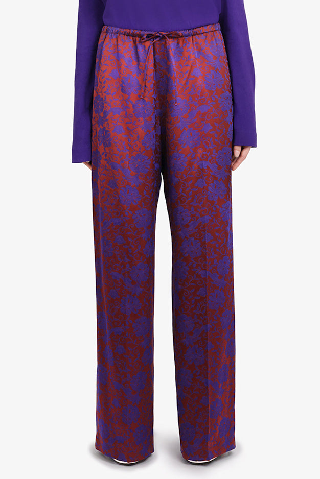 DRIES VAN NOTEN RTW Puvis Floral Jacquard Drawstring Pant | Burgundy/Purple