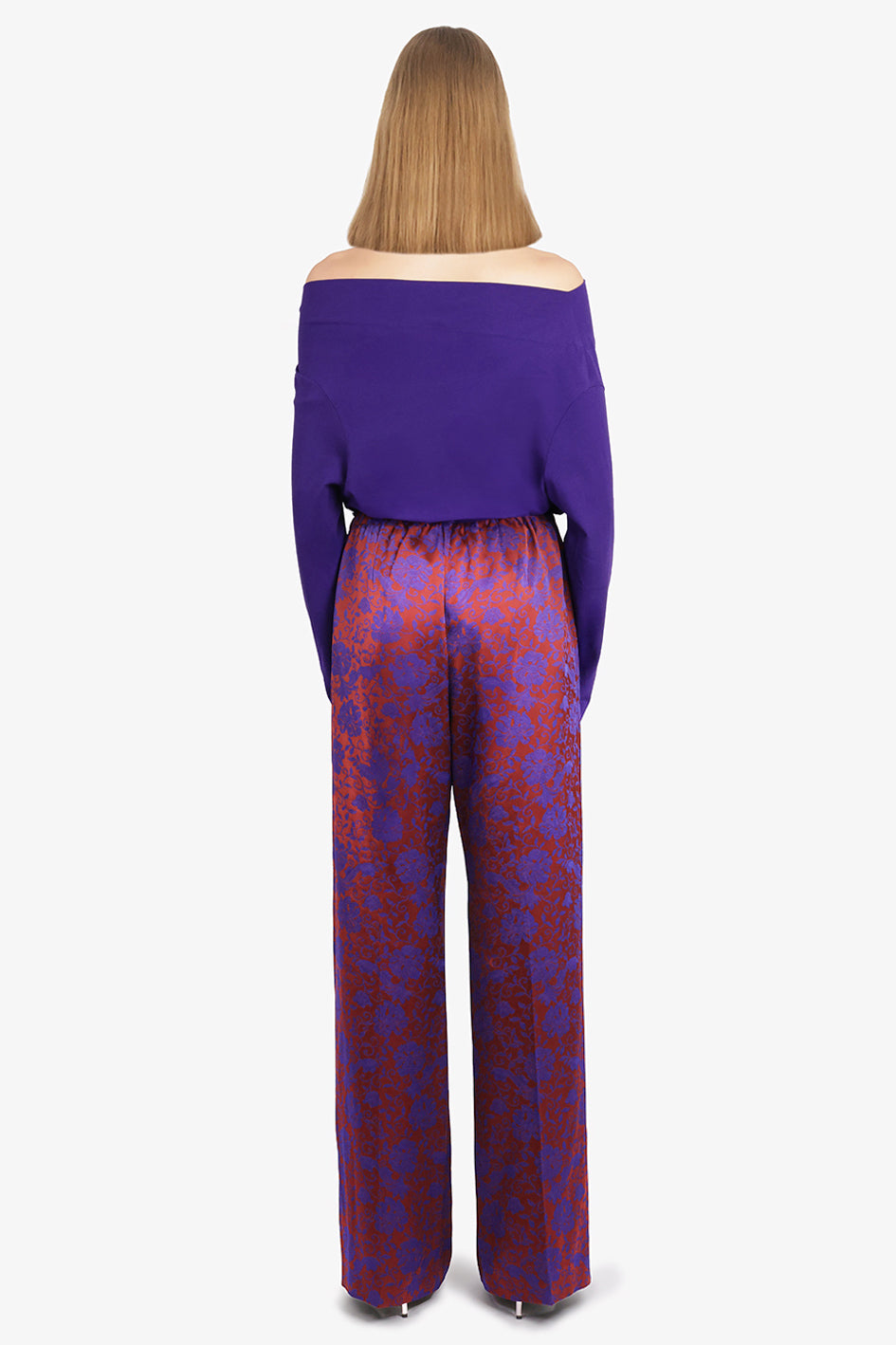 DRIES VAN NOTEN RTW Puvis Floral Jacquard Drawstring Pant | Burgundy/Purple