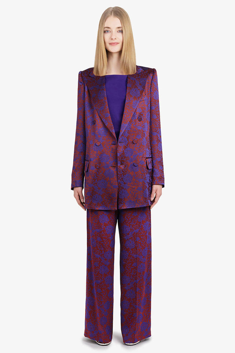 DRIES VAN NOTEN RTW Puvis Floral Jacquard Drawstring Pant | Burgundy/Purple