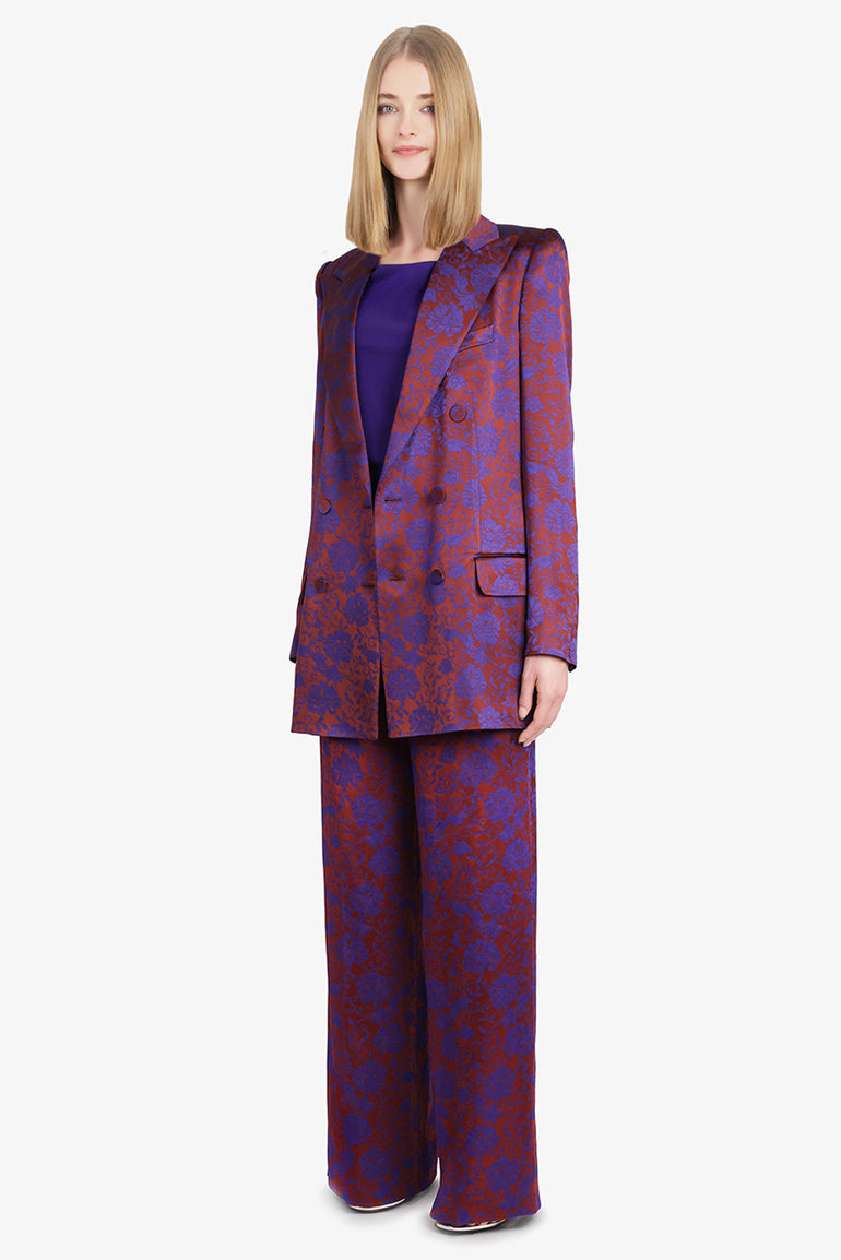 DRIES VAN NOTEN RTW Puvis Floral Jacquard Drawstring Pant | Burgundy/Purple