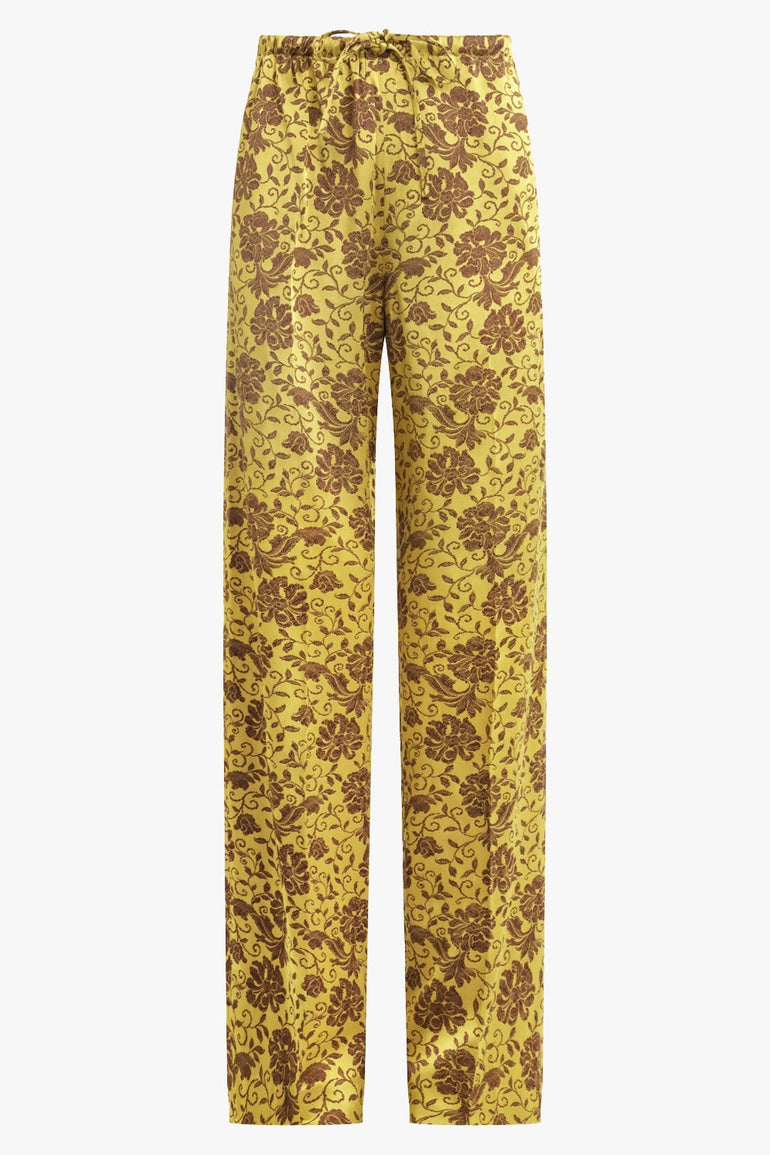 DRIES VAN NOTEN RTW Puvis Floral Jacquard Drawstring Pant | Yellow/Ocra