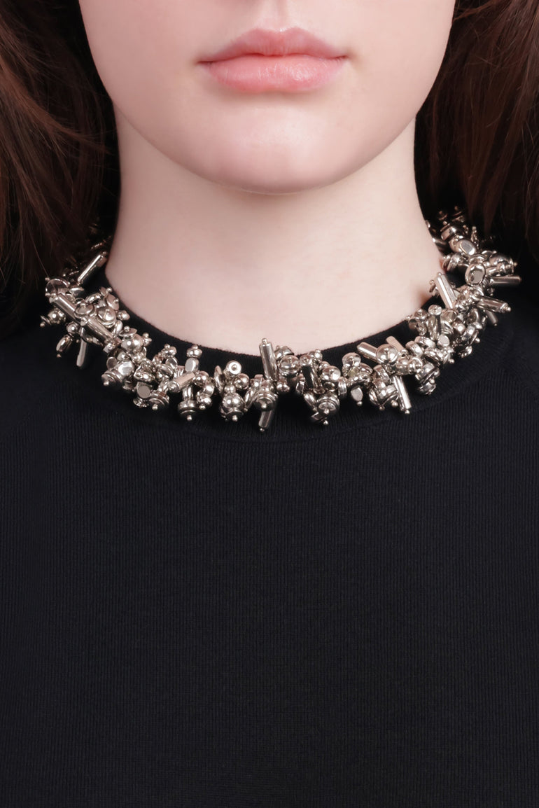 DRIES VAN NOTEN JEWELLERY SILVER / Silver Embroidered Chunky Detail Necklace | Silver