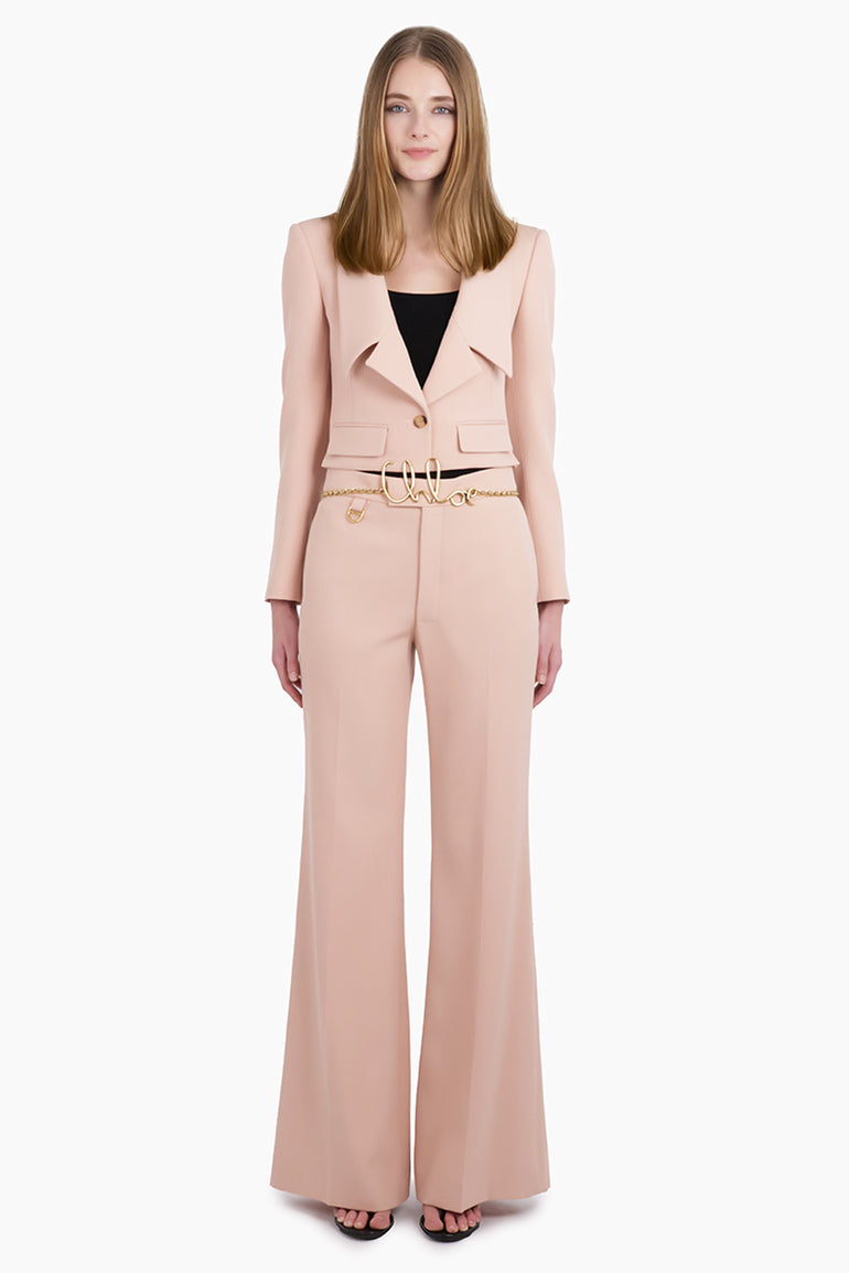 CHLOE RTW Front Collar Detail Crop Jacket | Clay Pink