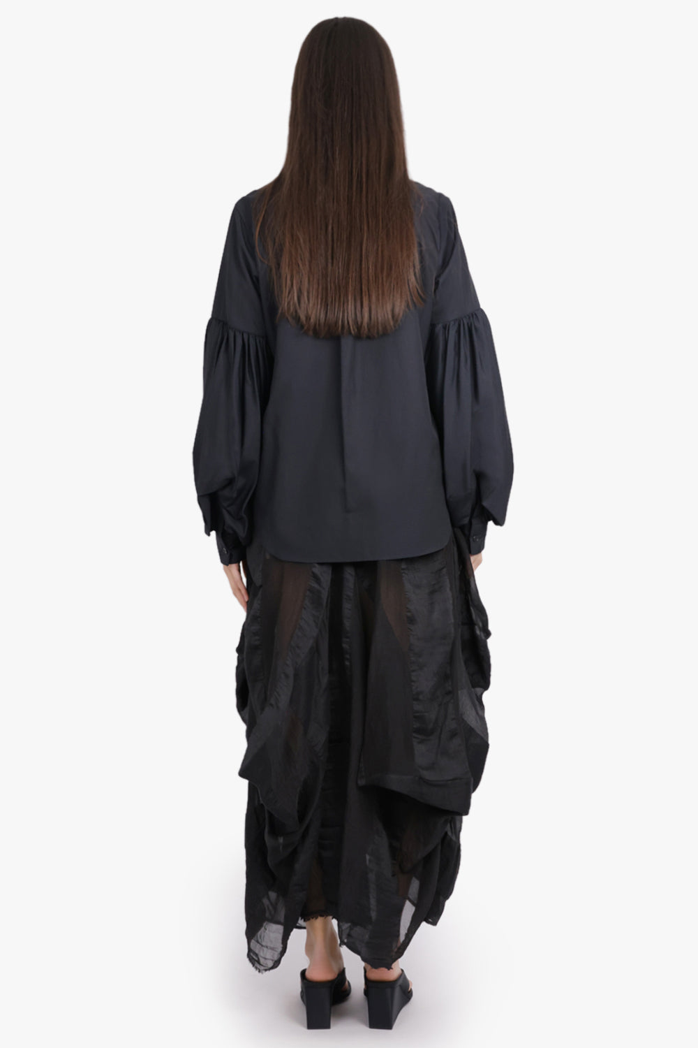 NOIR KEI NINOMIYA RTW Ruched Balloon L/S Shirt | Black